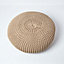 Homescapes Linen Large Round Cotton Knitted Pouffe Footstool