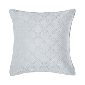 Homescapes Luxury Grey Quilted Velvet Cushion Cover Geometric 'Eternity Ring' Pattern, 45 x 45 cm