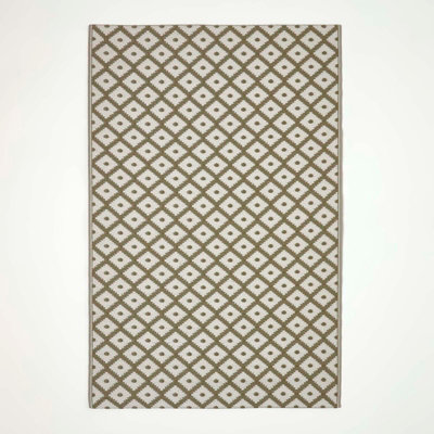 Homescapes Luxury May Geometric Olive Green Reversible Waterproof Outdoor Rug, 120 x 180 cm