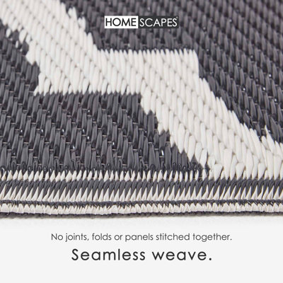 Homescapes Luxury Nola Geometric Black & White Reversible Waterproof Outdoor Rug, 180 x 270 cm