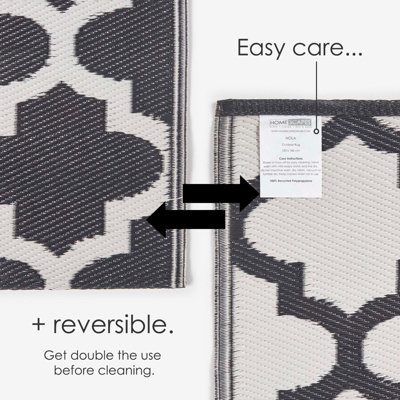 Homescapes Luxury Nola Geometric Black & White Reversible Waterproof Outdoor Rug, 180 x 270 cm