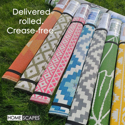 Homescapes Luxury Nola Geometric Black & White Reversible Waterproof Outdoor Rug, 180 x 270 cm