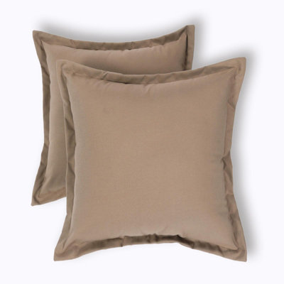 Homescapes Luxury Outdoor Cushions 2 Set, Waterproof, Soft-Touch, Plain Dark Beige, for Garden and Indoors, 45 x 45 cm