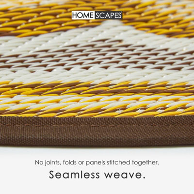 Homescapes Luxury Rae Yellow Round Reversible Waterproof Luxury Outdoor Rug, 180 cm