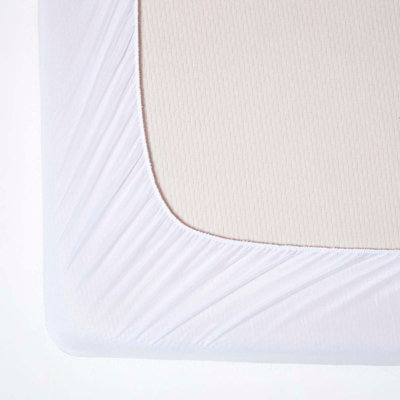 HOMESCAPES Coprimaterasso doppio e triplo riempimento 220 g/m² ultra spesso trapuntato e certificato Oeko-Tex e ipoallergenico con gonna in tessuto elasticizzato completamente elasticizzato da 30 cm