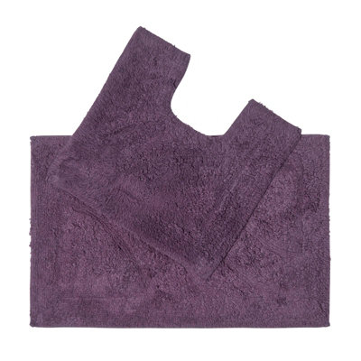 Homescapes Luxury Two Piece Cotton Aubergine Bath Mat Set Price Comparisons | Compare The Build