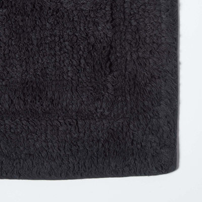 Homescapes Luxury Two Piece Cotton Black Bath Mat Set
