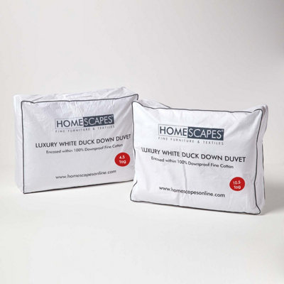 Homescapes Luxury White Duck Down 15 Tog All Seasons Duvet, Super King DIY at B&Q
