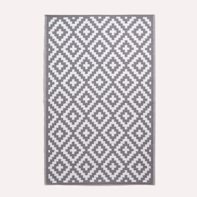 Homescapes Luxury Zoe Geometric White & Grey Reversible Waterproof Outdoor Rug, 120 x 180 cm