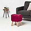 Homescapes Lyla Dark Pink Pleated Velvet Footstool, 40 cm Tall