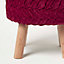 Homescapes Lyla Dark Pink Pleated Velvet Footstool, 40 cm Tall