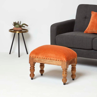 Burnt orange deals velvet ottoman