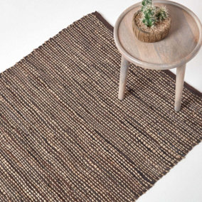 Homescapes Madras Leather Hemp Rug Brown, 120 x 180 cm