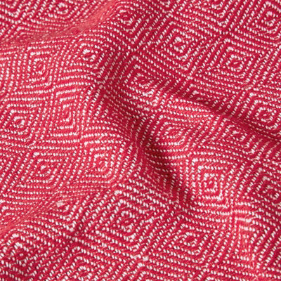 Homescapes Malda Red & White Cotton Throw with Tassels 150 x 200 cm