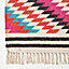 Homescapes Manila Handwoven Pink, Orange and White Multi Coloured Diamond Patterned Kilim Wool Rug, 90 x 150 cm