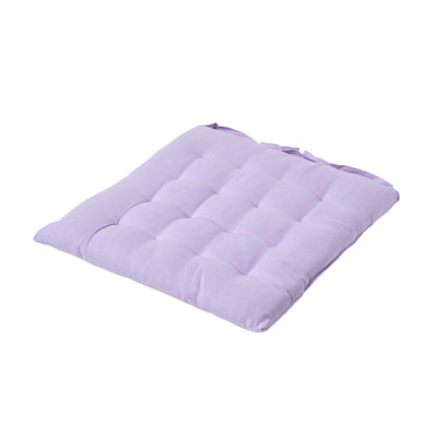 Homescapes Mauve Plain Seat Pad with Button Straps 100% Cotton 40 x 40 cm