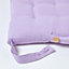Homescapes Mauve Plain Seat Pad with Button Straps 100% Cotton 40 x 40 cm