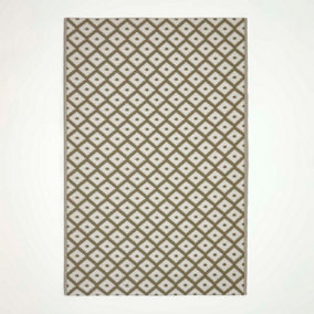 Homescapes May Geometric Olive Green Outdoor Rug, 120 x 180 cm