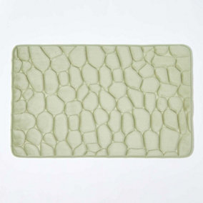 Homescapes Memory Foam Pebble Design Sage Green Bath Mat