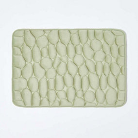 Homescapes Memory Foam Pebble Design Sage Green Shower Mat
