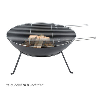 Homescapes Metal BBQ Grill for Fire Bowl with Handles