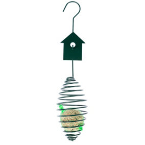 Homescapes Metal Spring Bird Feeder with Bird Decoration, Bird House