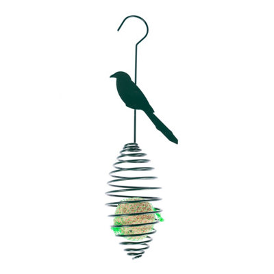 Homescapes Metal Spring Bird Feeder with Bird Decoration, Great Tit