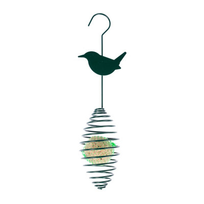 Homescapes Metal Spring Bird Feeder with Bird Decoration, Wren