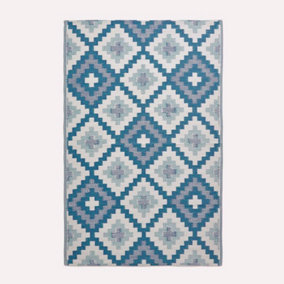Homescapes Mia Aztec Blue Outdoor Rug, 120 x 180 cm