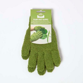 Homescapes Microfibre Dusting Gloves for Artificial Plants, Green