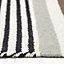 Homescapes Modern Black Grey Scandinavian Style Striped Cotton Rug, 66 x 200 cm