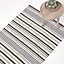 Homescapes Modern Black Grey Scandinavian Style Striped Cotton Rug, 90 x 150 cm