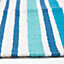 Homescapes Modern Blue Scandinavian Style Striped Cotton Rug, 60 x 100 cm