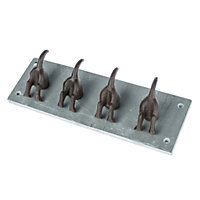 Homescapes Modern Dog Tail Coat Hooks Cast Iron and Slate Wall Mounted Design