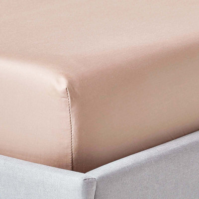 Homescapes Moonlight Beige Egyptian Cotton Deep Fitted Sheet 1000 TC, Double