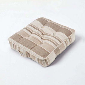 Homescapes Morocco Striped Cotton Floor Cushion Beige