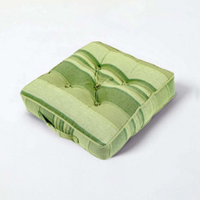 Homescapes Morocco Striped Cotton Floor Cushion Green