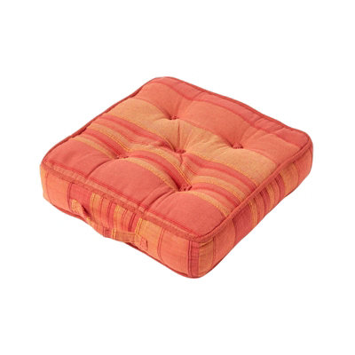 Homescapes Morocco Striped Cotton Floor Cushion Terracotta