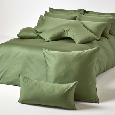 Homescapes Moss Green Continental Pillowcase Organic Cotton 400 TC, 40 x 80cm