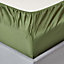 Homescapes Moss Green Organic Cotton Deep Fitted Sheet 18 inch 400 Thread count, Double