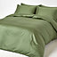 Homescapes Moss Green Organic Cotton Deep Fitted Sheet 18 inch 400 Thread count, Double