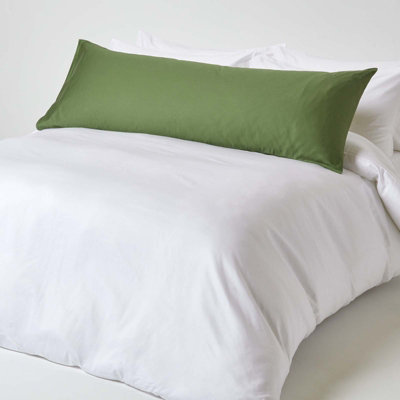 Homescapes Moss Green Organic Cotton Housewife Pillowcase 400 TC, Body Pillowcase