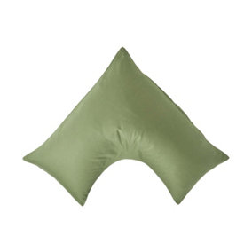 Homescapes Moss Green V Shaped Pillowcase Organic Cotton 400 Thread Count