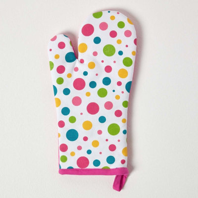 Homescapes Multi Colour Polka Dot Cotton Oven Glove