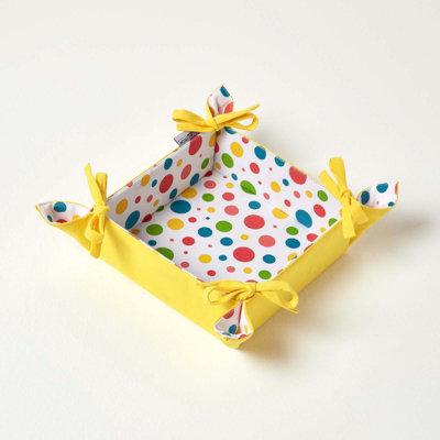 Homescapes Multi Colour Polka Dot Reversible Bread Basket