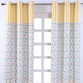 Homescapes Multi Polka Dots Ready Made Eyelet Curtain Pair, 137 x 182 cm Drop