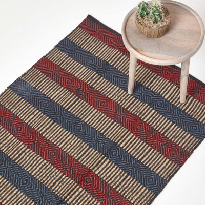 Homescapes Multicolour Striped Jute Rug, 120 x 180 cm