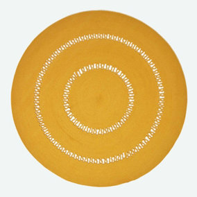 Homescapes Mustard Crochet Braided Rug 150cm Round