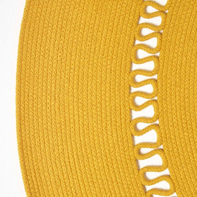 Homescapes Mustard Crochet Braided Rug 150cm Round