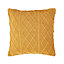 Homescapes Mustard Diamond Cable Knit Cushion Cover, 45 x 45 cm